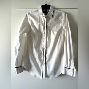 Banana Republic Women’s White Dress Shirt with Black Trim, no iron, size 6.
